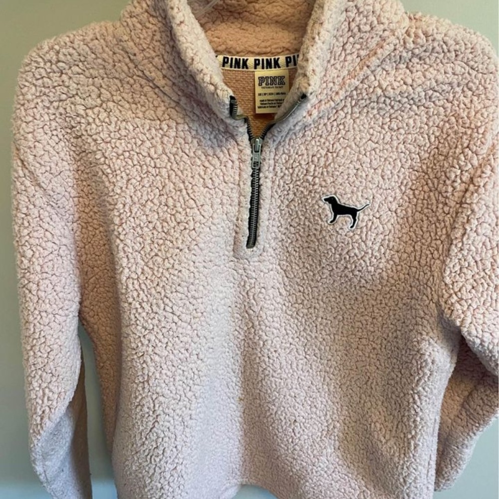 Victoria's Secret PINK Sherpa 1/4 Zip Pink Pullover Size XS